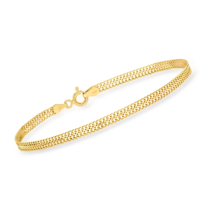 Clear star bangles-Ross-Simons Italian 18kt Yellow Gold Bismark-Link Bracelet