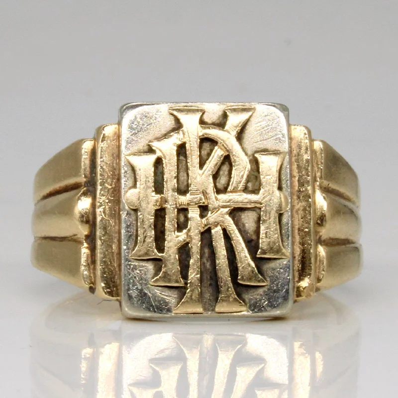 Bead edge rings-10k Two Tone Gold 'R.K.H' Initial Ring | SZ 10 |