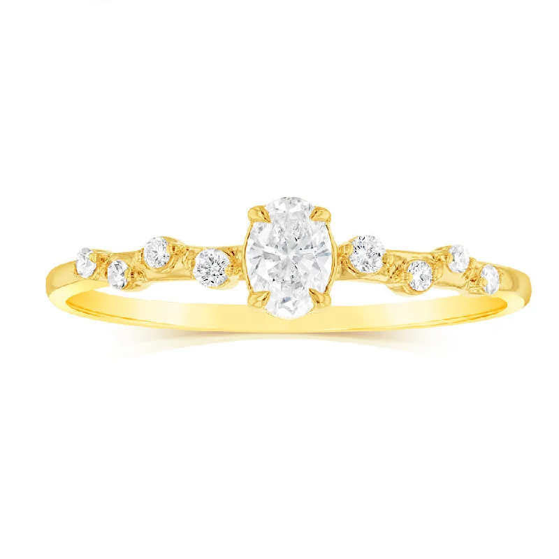 Rococo style rings-Luminesce Lab Grown 9ct Yellow Gold 0.30 Carat Diamond Solitaire Fancy Ring