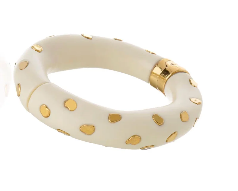 Lustrous druzy bangles-Spot Magnet Bracelet In Off White