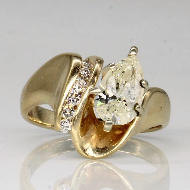 Stream style rings-Pear Cut Diamond Engagement Ring | 1.34ctw | SZ 8 |