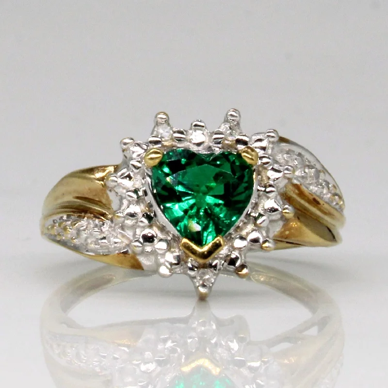 Thin frame rings-Synthetic Emerald & Diamond Cocktail Ring | 0.70ct, 0.02ctw | SZ 4.75 |