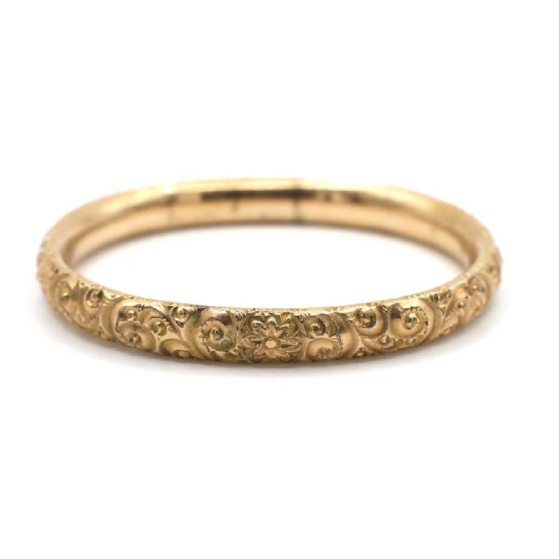 Fox motif bracelets-Antique 12K Gold Plated Etched Hollow Bangle Bracelet