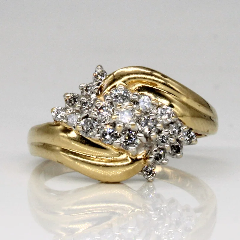 Rich cocktail rings-Diamond Waterfall Ring | 0.30ctw | SZ 7.25 |