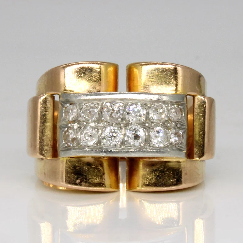 Lustrous druzy rings-Vintage European Cut Diamond Ring | 0.40ctw | SZ 6.75 |