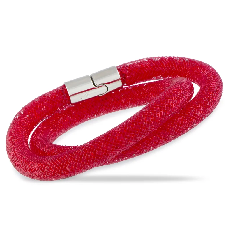 Playful bangles-Swarovski Stardust Red Crystals Double Bracelet 5185873-S- Small