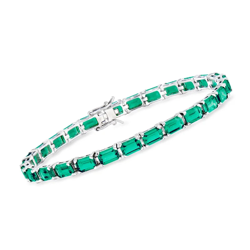 Thick stone bangles-Ross-Simons Simulated Emerald Tennis Bracelet in Sterling Silver