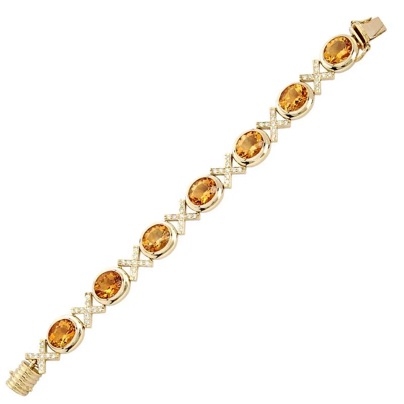 South Sea pearl bracelets-Bracelet-Citrine and Diamond  (1254C)