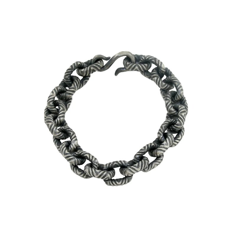 Smooth link bracelets-Chunky Oxidized Chain Link Bracelet