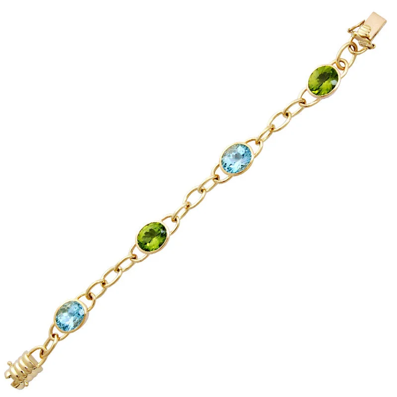 Graceful art bracelets-Bracelet- Blue Topaz And Peridot (1462G)