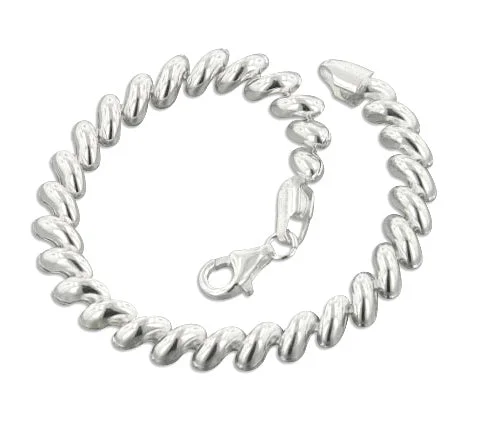 Thick chain bracelets-6mm Italian Sterling Silver San Marco 7" Chain Bracelet