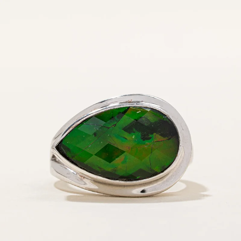 Small pearl rings-Triplet Ammolite Cocktail Ring | 5.75ct | SZ 9 |