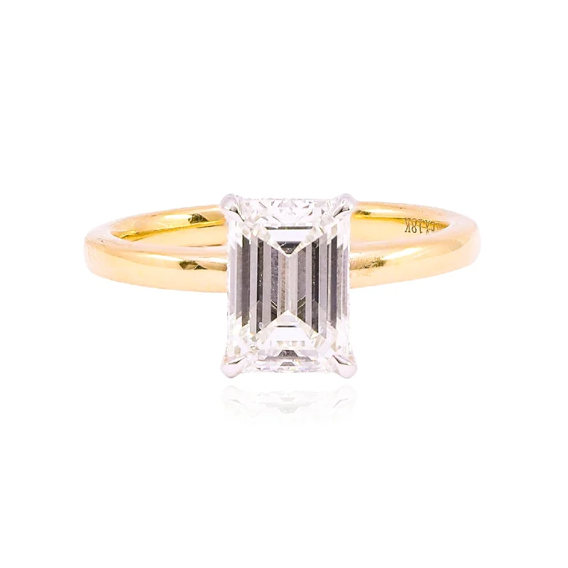 Forged name rings-18K YELLOW GOLD 2.03CT EMERALD-CUT DIAMOND ENGAGEMENT RING