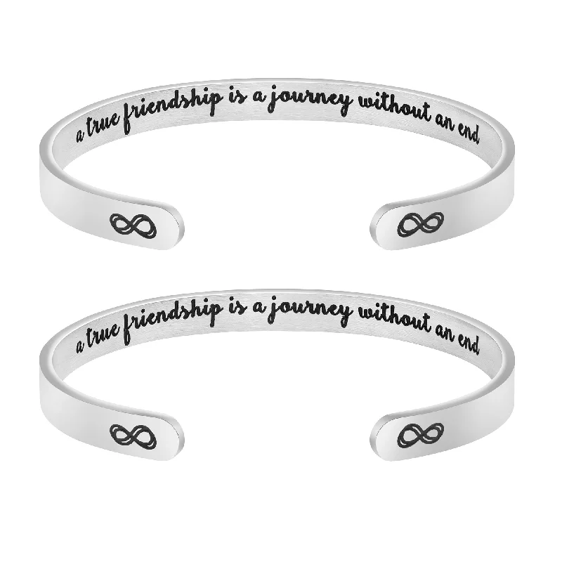 Polished gloss bracelets-A True Friendship is a Journey Without an End Set of 2 Bracelets