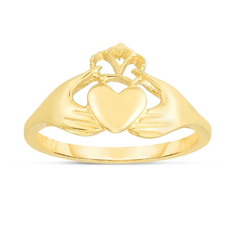 Thick stone rings-14K Gold Claddagh Ring