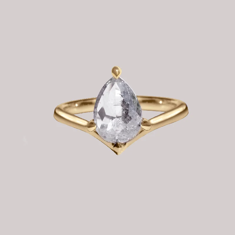 Stream style rings-PRISM OF LIGHT — Pear Salt & Pepper Diamond Ring