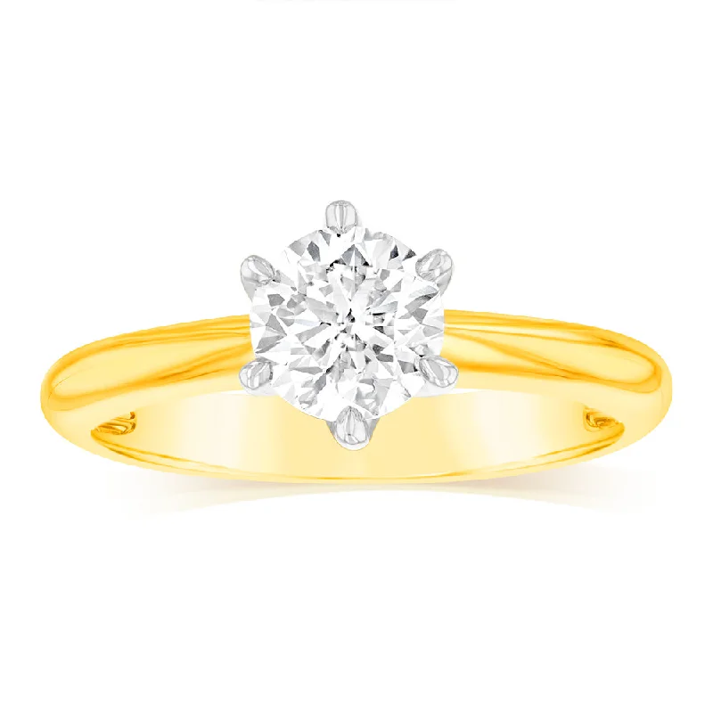 Fox motif rings-18ct Yellow Gold 0.80 Carat Diamond Solitaire Ring with 6 Claw Knife Edge Setting