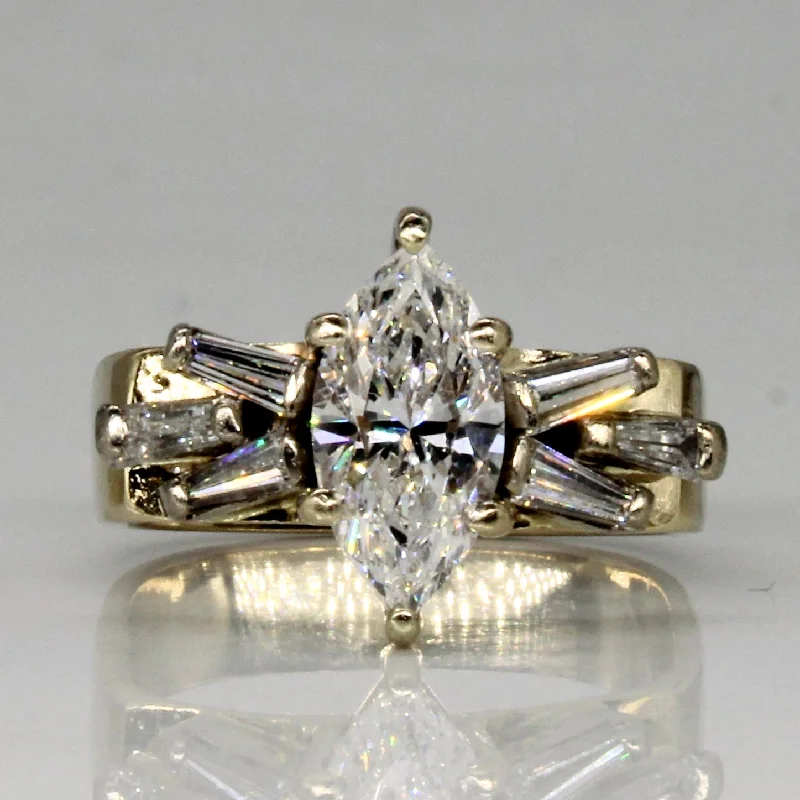 Overhand knot rings-Marquise Cut Diamond Engagement Ring | 1.49ctw | SZ 5 |