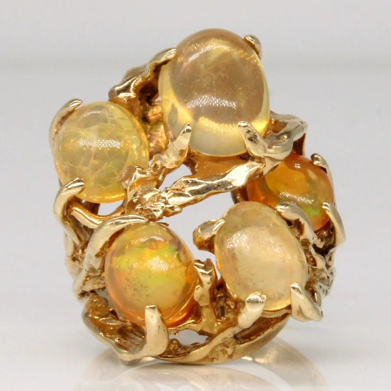 Aged flair rings-Fire Opal Cocktail Ring | 6.20ctw | SZ 5.5 |