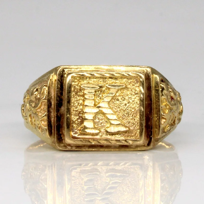 Smooth clay rings-18k Yellow Gold 'K' Initial Ring | SZ 8.25 |