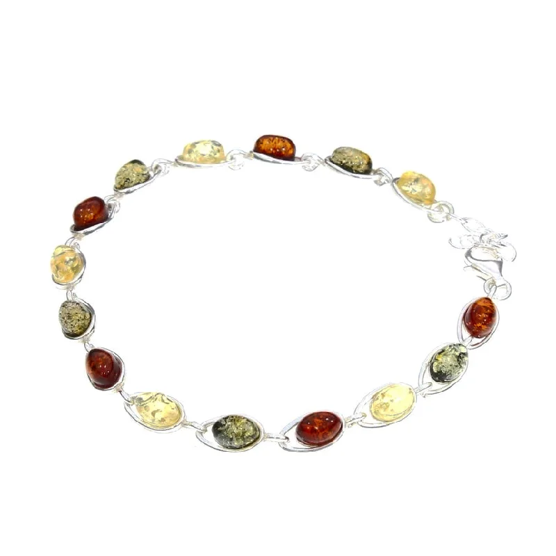 Tri-alloy bracelets-Multi Color Amber Link Bracelet