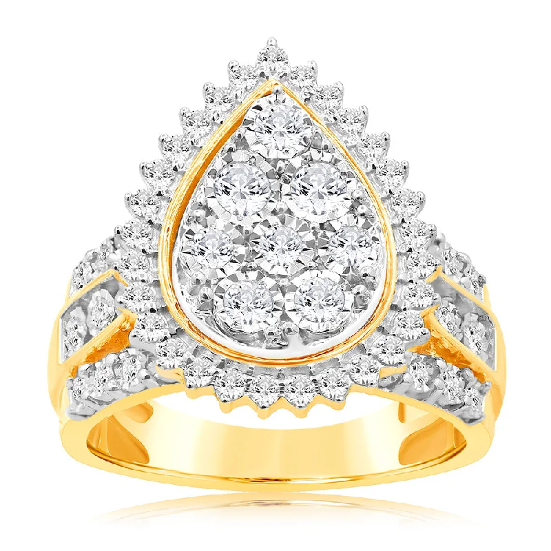 Aged vow rings-9ct Yellow Gold 1 Carat Pear Shape Diamond Ring