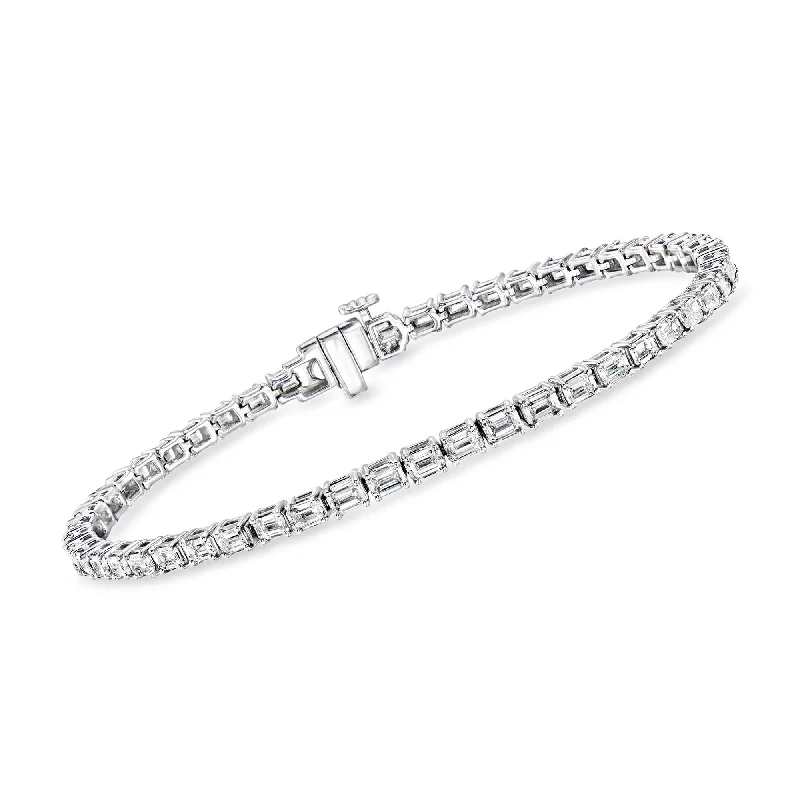 Serpentine bracelets-Ross-Simons Emerald-Cut Lab-Grown Diamond Tennis Bracelet in 14kt White Gold