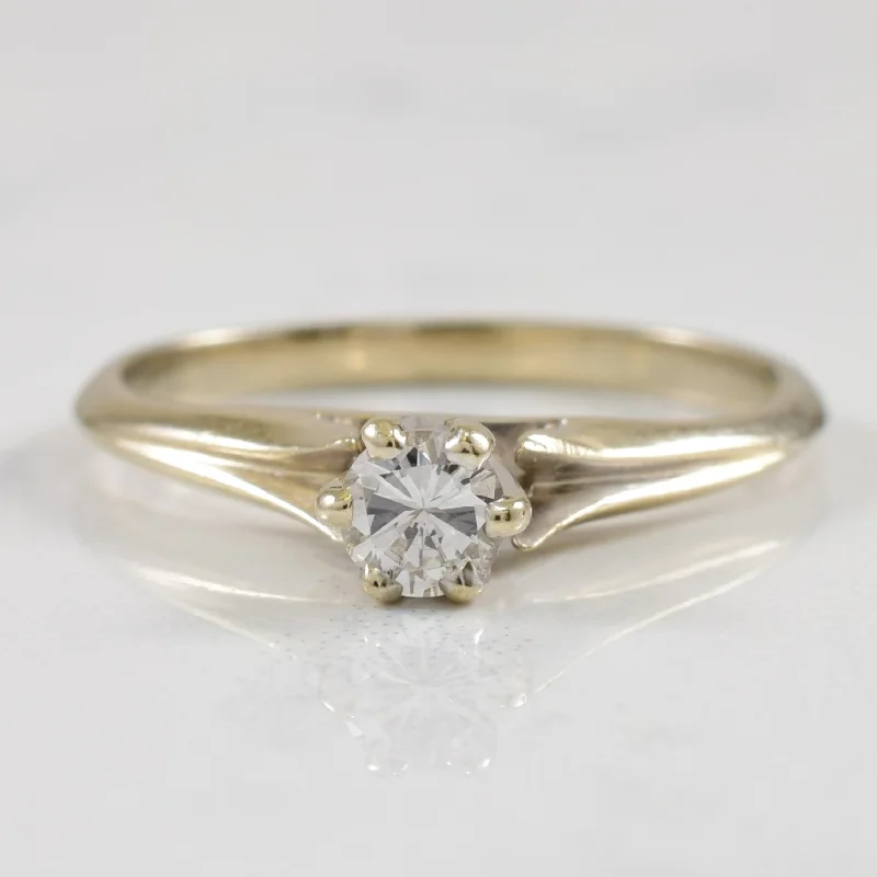 Lustrous silver rings-Solitaire Diamond Ring | 0.18ctw | SZ 6.25 |