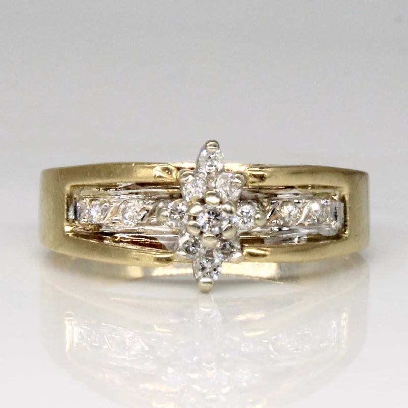 Rococo style rings-Diamond Cluster Ring | 0.16ctw | SZ 6.5 |