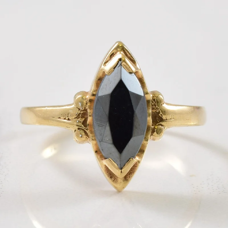 Soft enamel rings-Marquise Cut Hematite Ring | 1.00ct | SZ 6.5 |