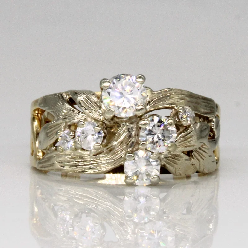 Rich stone rings-Abstract Diamond 10k Yellow Gold Ring | 0.77ctw | SZ 6.5 |