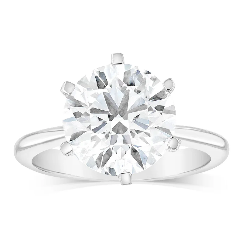 Fine band rings-Luminesce Lab Grown 4Carat Certified Diamond Solitaire Ring in 18ct White Gold